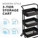 image 7 of House of Home 3 Tier Storage Cart On Wheels Home Kitchen Office Bath-Bedroom Organiser Black | Black