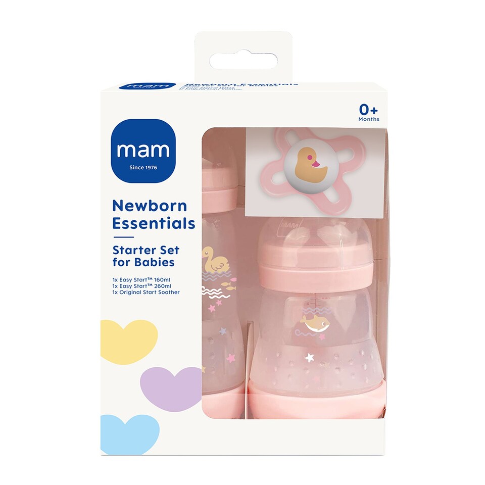 image 1 of MAM Newborn Essentials Starter Set Self Sterilising Anti-Colic BPA Free Pink