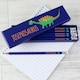 image 3 of Personalised Dinosaur Box of 12 Blue HB Pencils