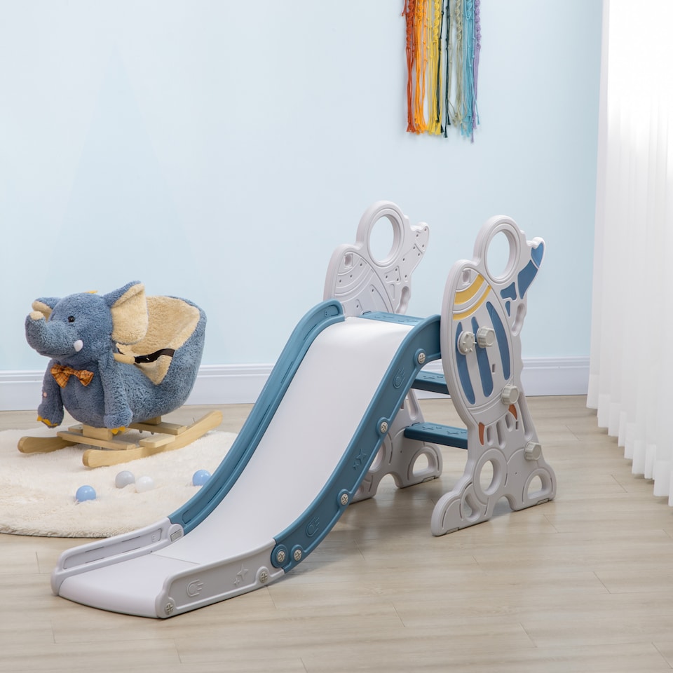 image 1 of AIYAPLAY Baby Slide Freestanding Slide for Kids 1.5-3 Years Space Theme, Blue