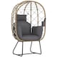 image 1 of Outsunny Rattan Egg Chair Outdoor Indoor Wicker Chair with Thickened Cushion and Headrest, Standing Garden Egg Chair with Cup Holder, Metal Frame for Patio, Balcony, Brown | Brown