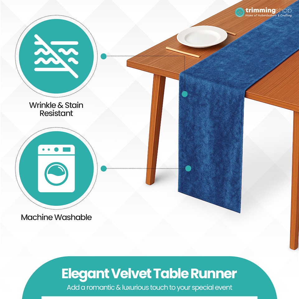 image 1 of Crushed Velvet Table Runner, Glitz Table Runners - 33 x 274cm