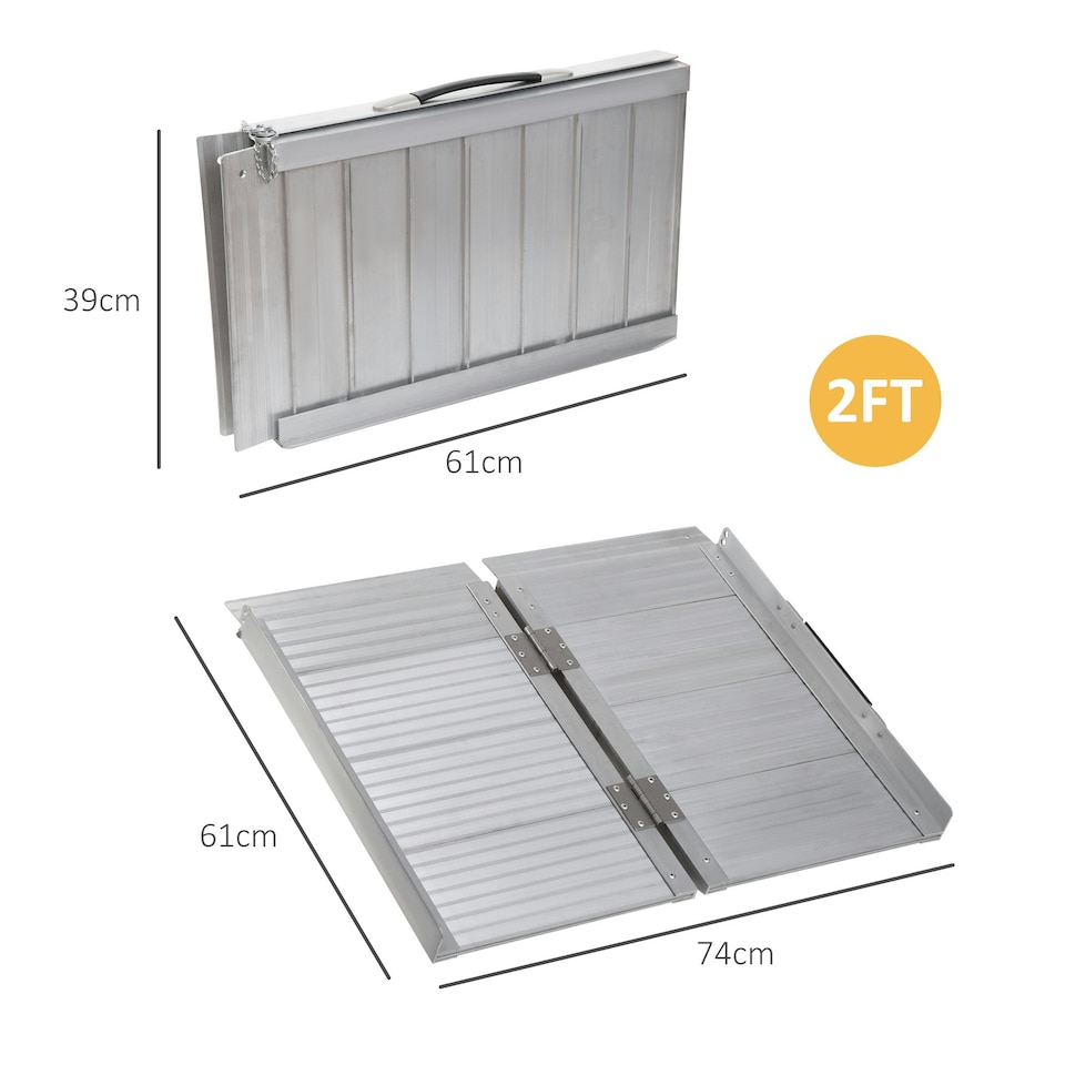 image 1 of HOMCOM 2ft Aluminium Folding Wheelchair Ramp Equipment Mobility Suitcase
