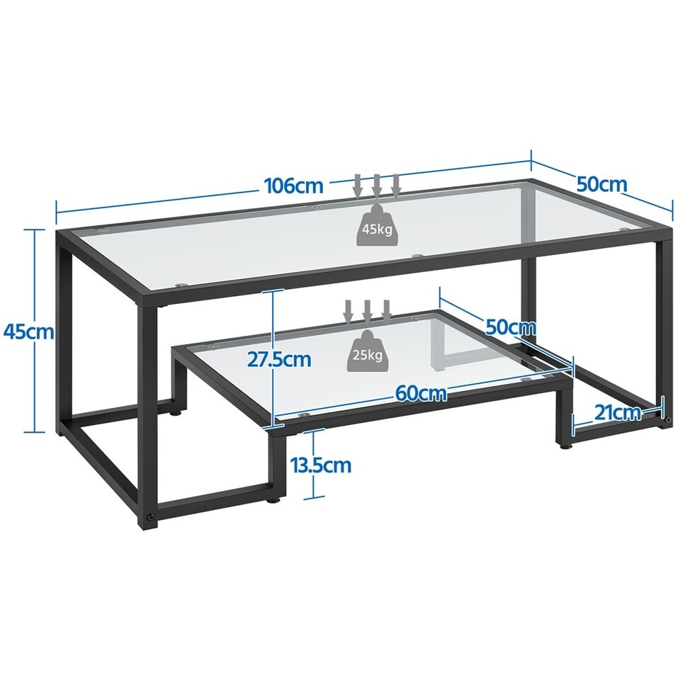 image 1 of Yaheetech Modern Tempered Glass Center Table
