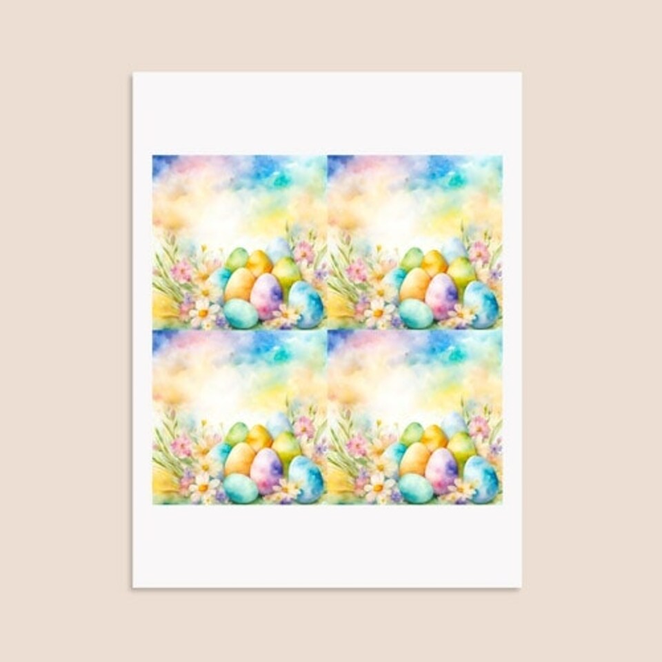 image 1 of Easter Eggs Square Stickers 95mm - Sheet of 4