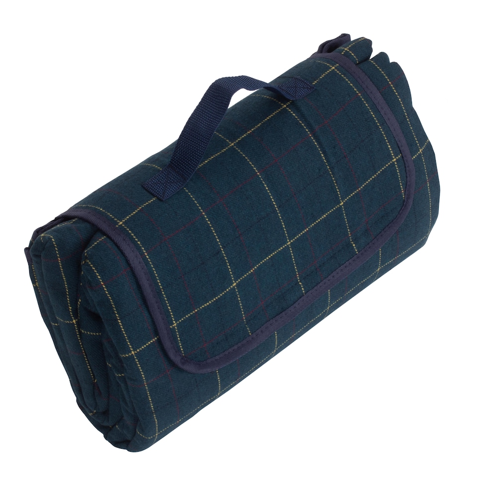 image 1 of Luxury Blue Tweed Picnic Blanket | Blue | Blue