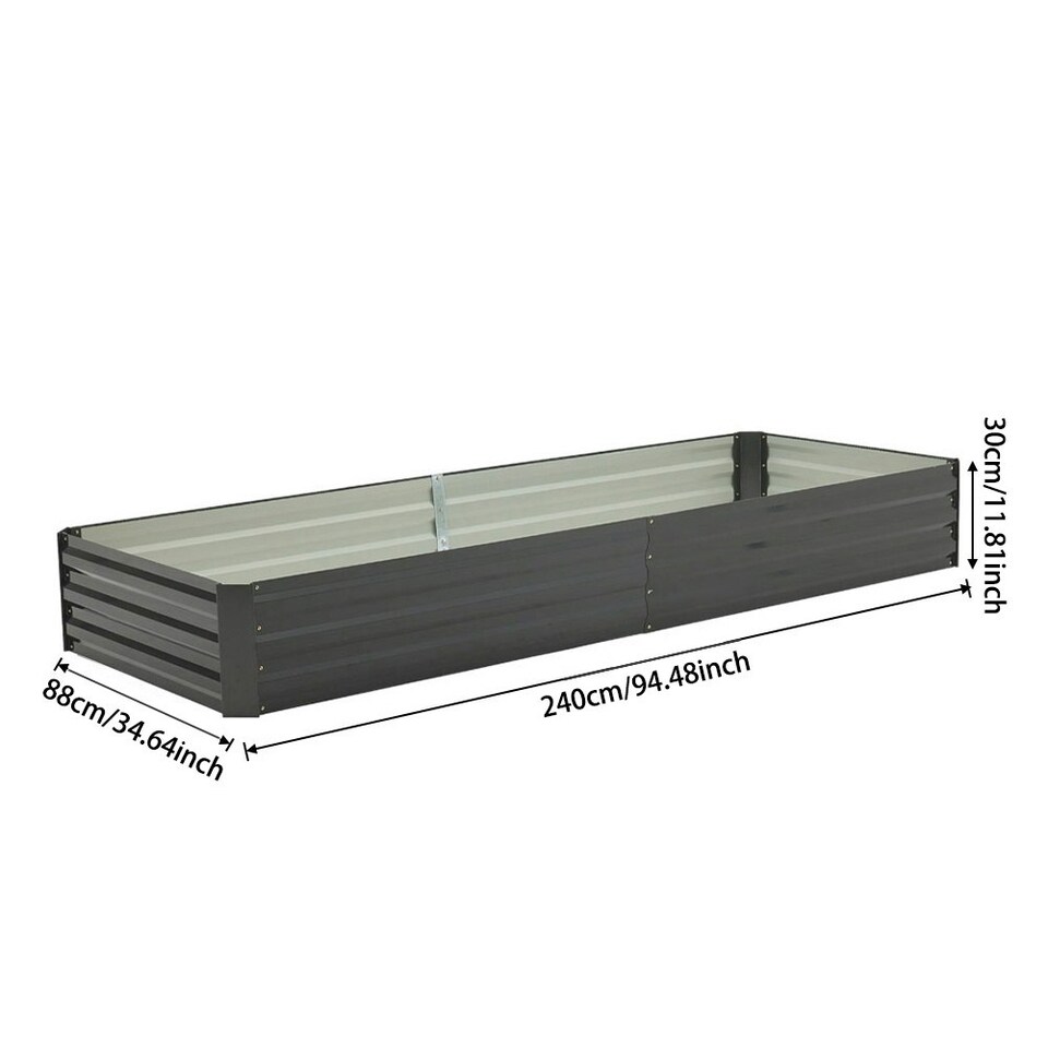 image 1 of Living and Home Outdoor Rectangular Metal Raised Garden Bed, Charcoal Black