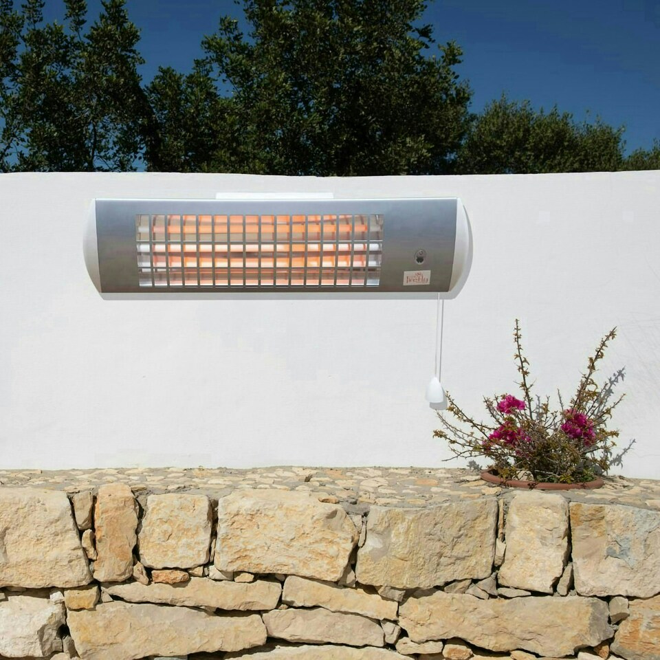 image 1 of Wall Mounted Quartz Bulb Electric Tube Heater w/ 3 Power Settings 1.8kW IPX4