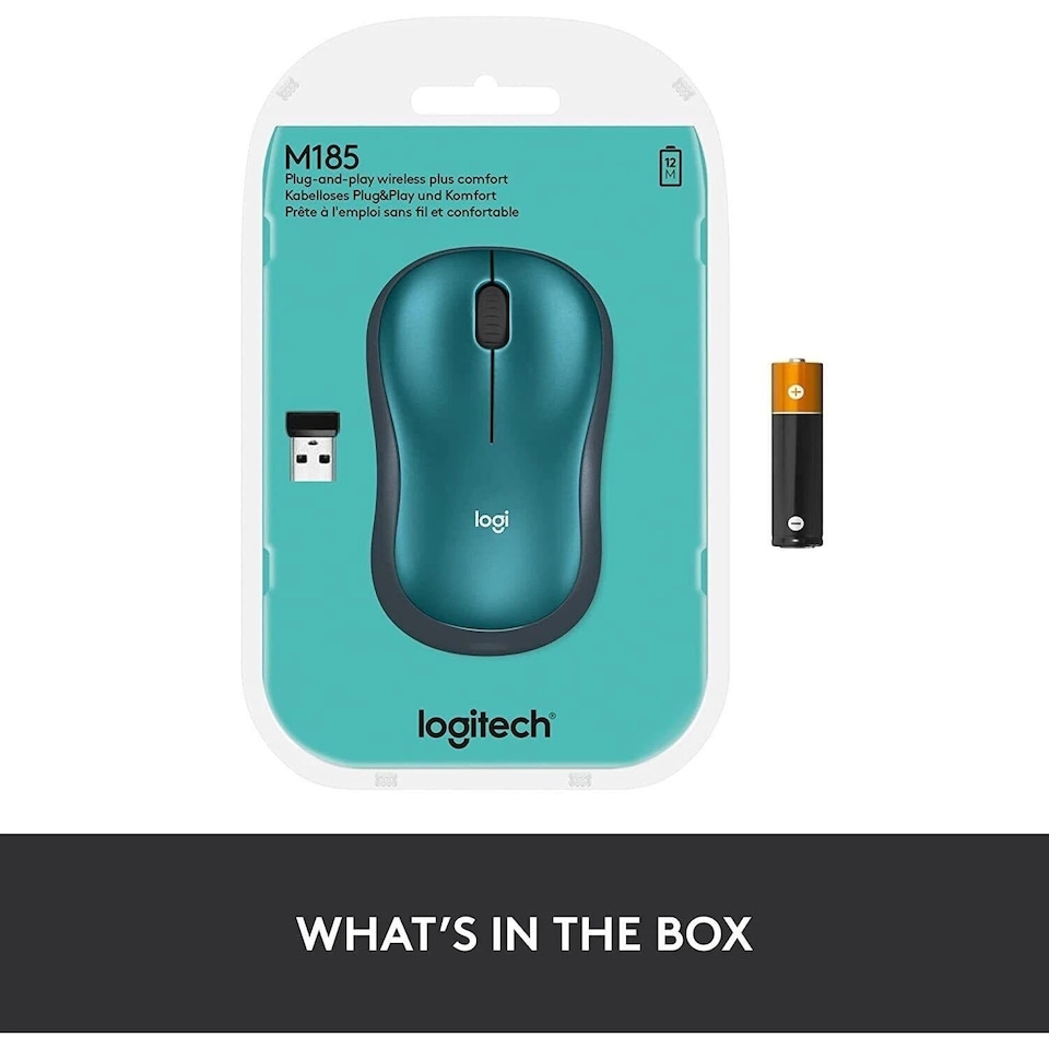 image 1 of Logitech M185 Wireless Mouse with USB Receiver - Blue