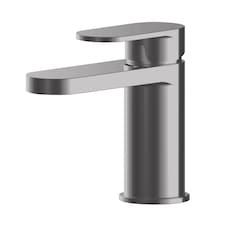 Current Round Mono Basin Mixer Tap, Push Button Waste - Brushed Pewter | Silver | Brushed Pewter | 1