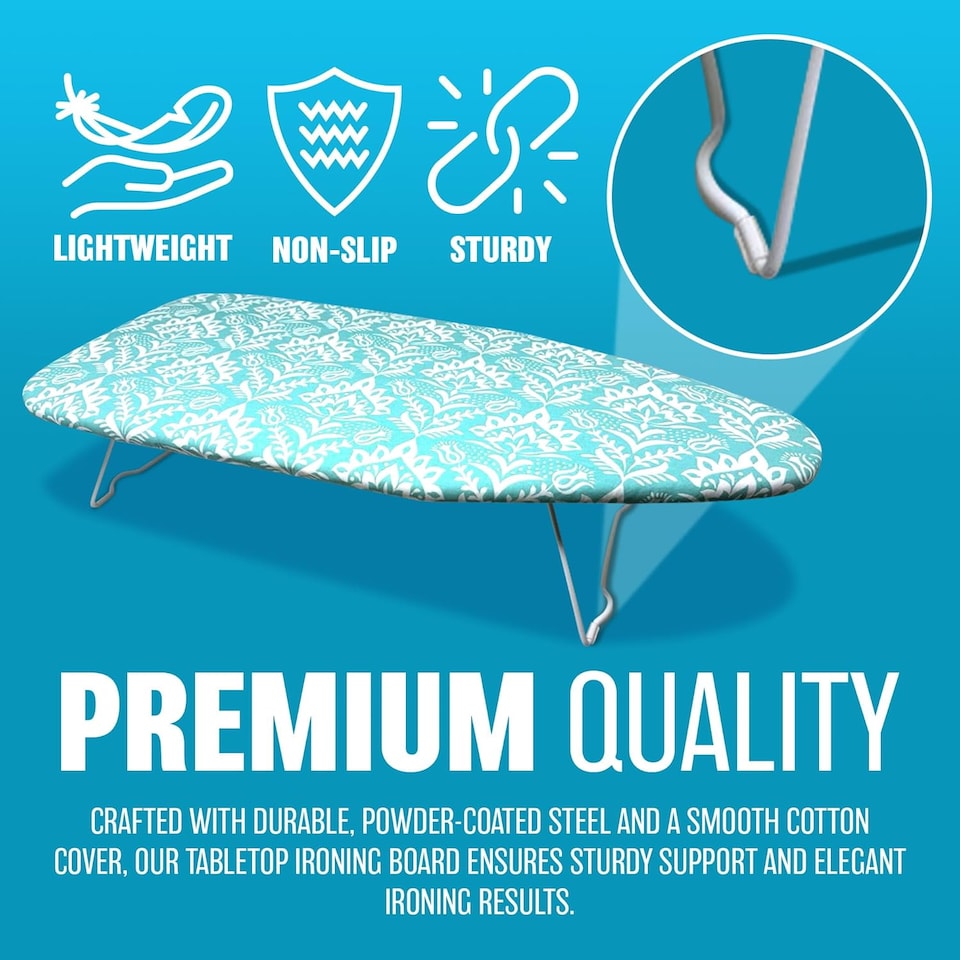 image 1 of Mini Tabletop Ironing Board Ironing Laundry Clothes Adjustable Height