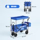 image 7 of Outsunny Outdoor Push Pull Wagon Stroller Cart w/ Canopy Top Blue