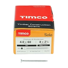Timco - Solo Chipboard & Woodscrews - PZ - Double Countersunk - Zinc (Size 4.0 x 60 - 200 Pieces)
