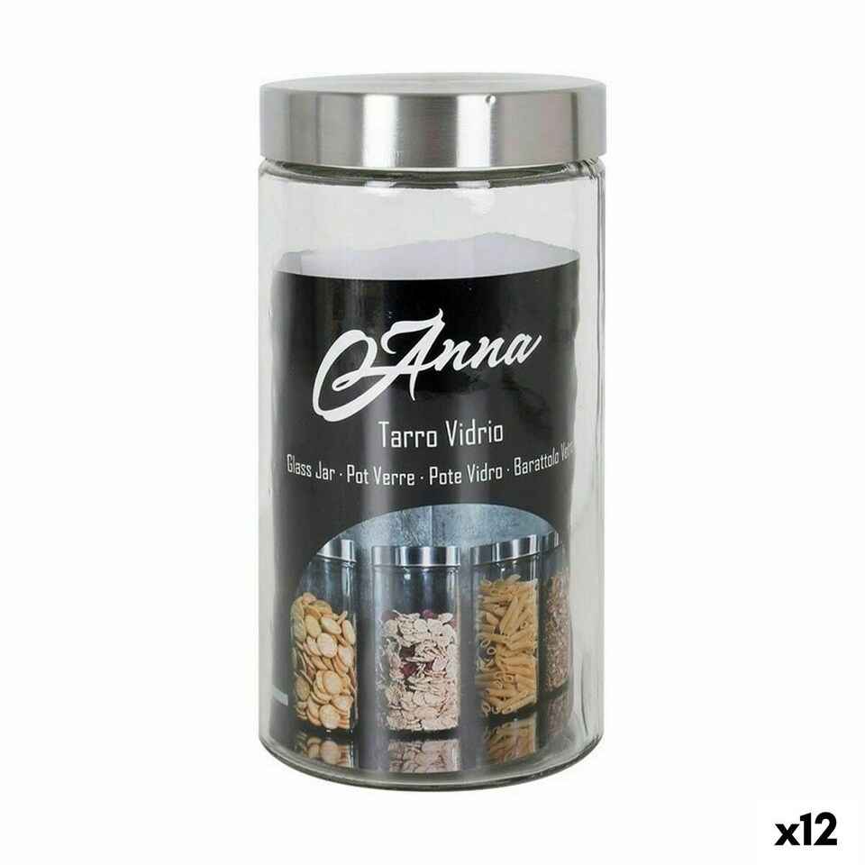image 1 of Jar Anna 1,7 L Glass Steel 11 x 11 x 22 cm (12 Units) N/A