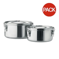 MidOcean Elles Stainless Steel Lunch Box (Pack of 2) - Matt Silver - One Size