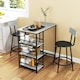 image 7 of HOMCOM 3 Piece Breakfast Bar Table Set with Storage Shelves, Light Grey Grey