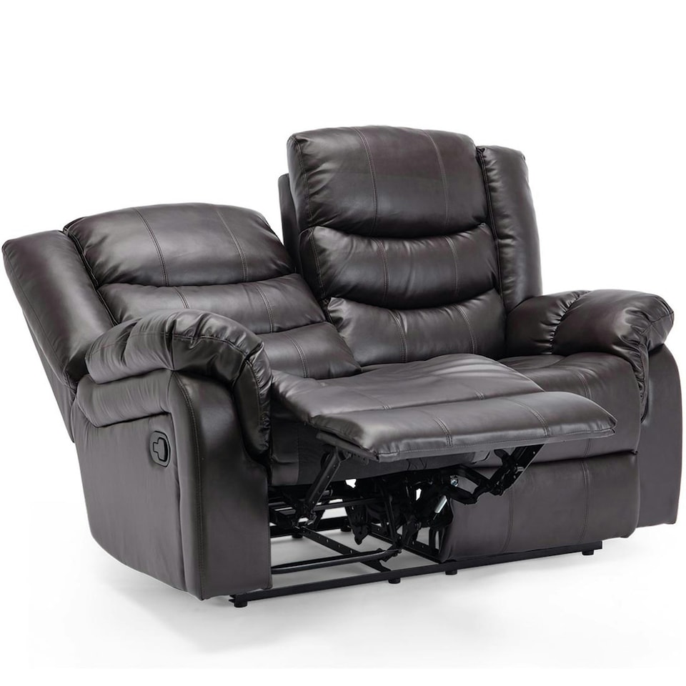 image 1 of Seattle 2 Seater Manual High Back Bonded Leather Recliner Sofa (Brown)