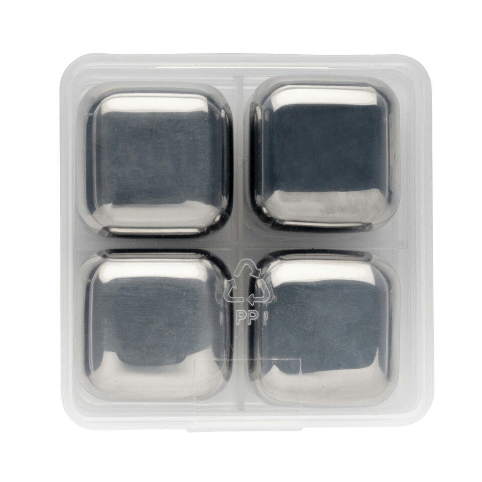 image 1 of XD Collection Stainless Steel Reusable Ice Cube Tray (Pack of 4) - Silver - One Size Silver