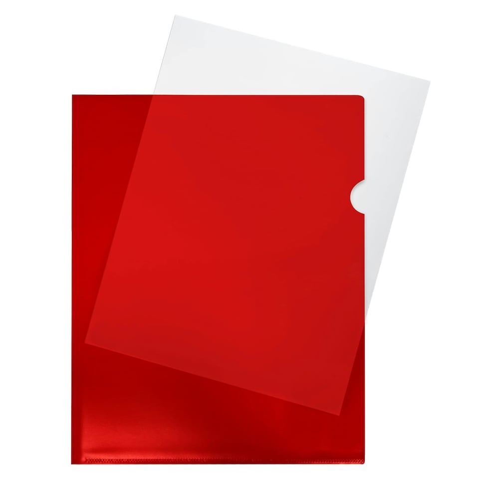 image 1 of Pack of 25 A4 Red L Shaped Open Top and Side Report File Folders