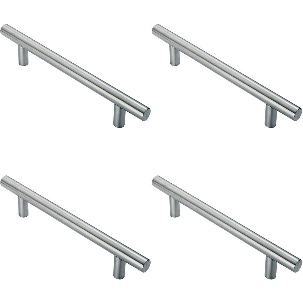 4x 25mm Straight T Bar Pull Handle 300mm Fixing Centres Satin Stainless Steel