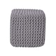 image 1 of Homescapes Dark Grey Cube Cotton Knitted Pouffe Footstool