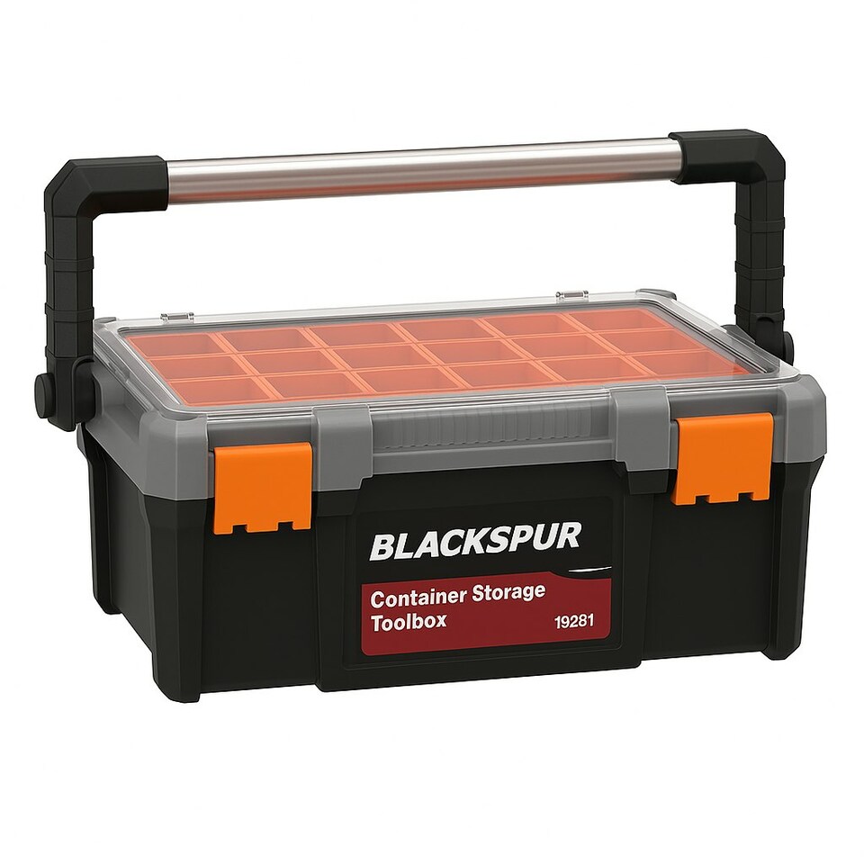 image 1 of 2 Tier 18'' Cantilever Tool Storage Box Organiser Carry Case Trays Screws Nails Black