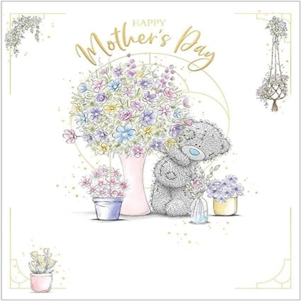 image 1 of Bear With Vase Of Flowers Mother's Day Card
