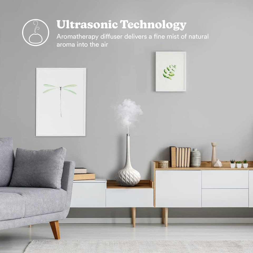 image 1 of Homedics Ellia Harmony Ultrasonic Cordless Tall Vase Homedics Ellia Harmony Ultrasonic Cordless Tall Vase Diffuser White White