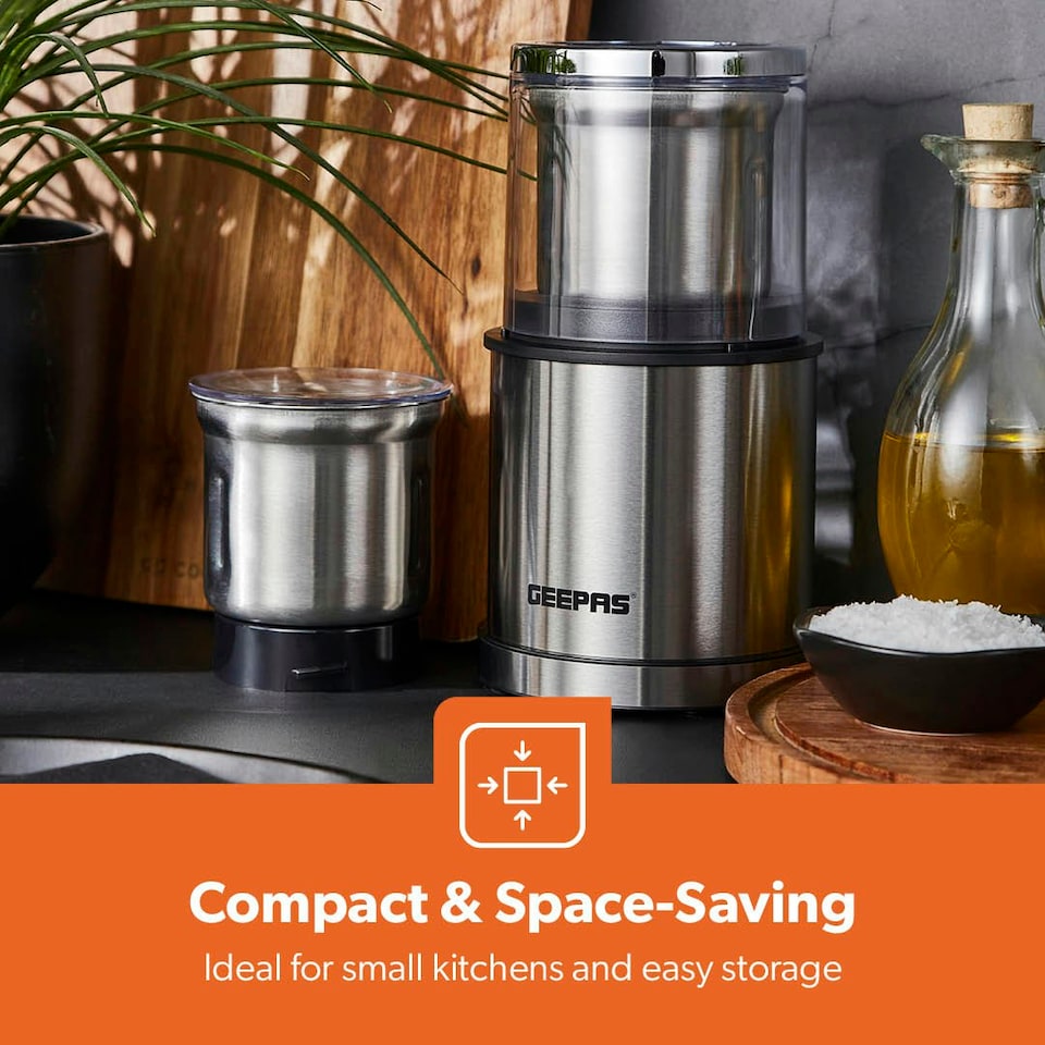 image 1 of GEEPAS Coffee Grinder Food Processor, 200W, Silver