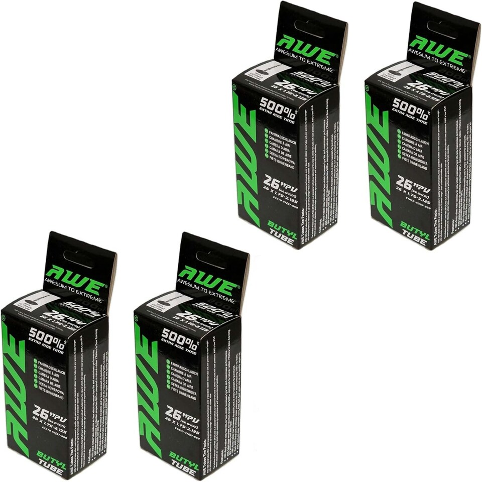 image 1 of AWE Set x 4 Butyl Rubber 26" MTB/E-Bike Inner Tube 26 x 1.75-2.125 Presta Valve