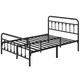 image 2 of Yaheetech 4ft6 Double Vintage Iron Platform Bed with High Headboard Black