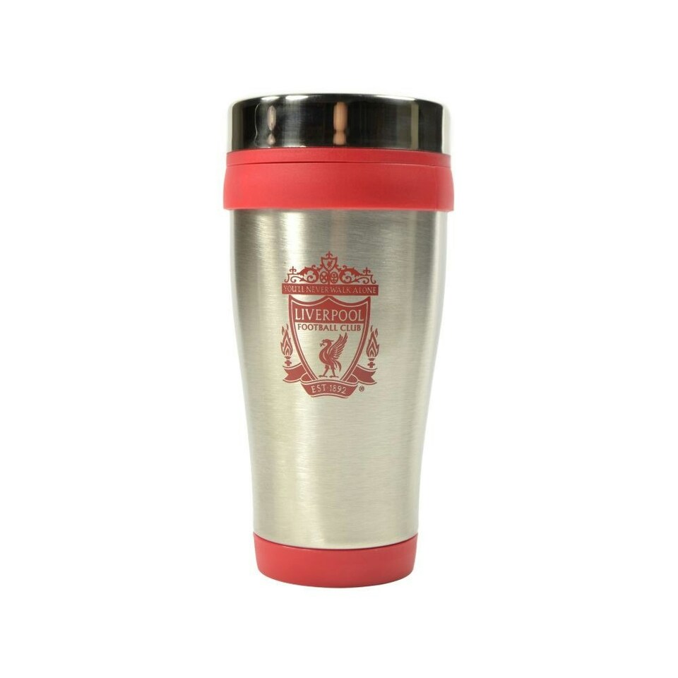 image 1 of Liverpool FC Executive Metallic Travel Mug - Silver/Red - One Size