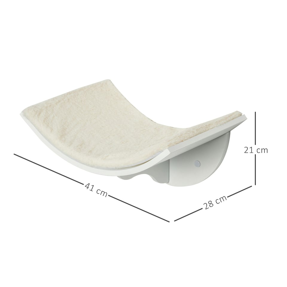 image 1 of PawHut Wood Cat Shelves, Wall-Mounted Cat Shelter, Curved Kitten Bed, White