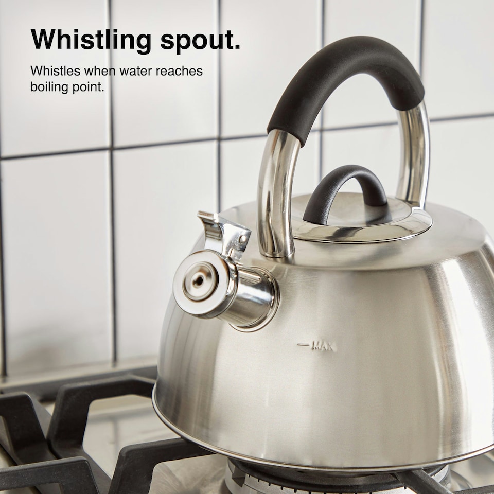image 1 of VonShef Stove Top Whistling Kettle 2.5L Stainless Steel
