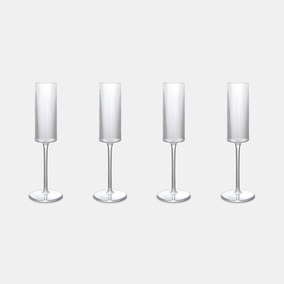 image 1 of OHS Set of 4 Ribbed Plastic Champagne Cocktail Glasses Reuseable Party Flute