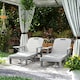 image 2 of Outsunny Set of 2 Resin Reclining Sun Loungers for Garden Grey | Light Grey