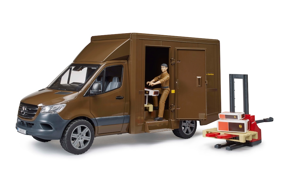 image 1 of Bruder MB Sprinter UPS with driver and accessories Delivery Vehicle Playset