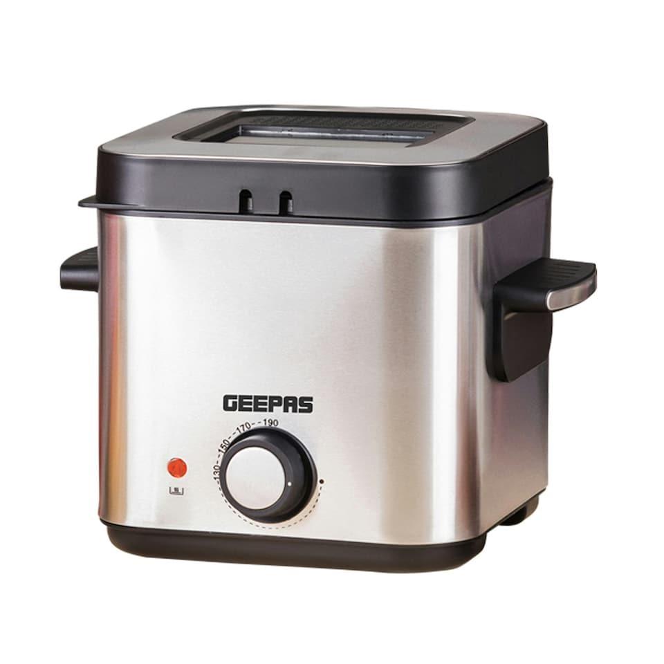 image 1 of GEEPAS Deep Fat Fryer, 900W | 1.5L Stainless Steel Fryer with Viewing Window, Silver