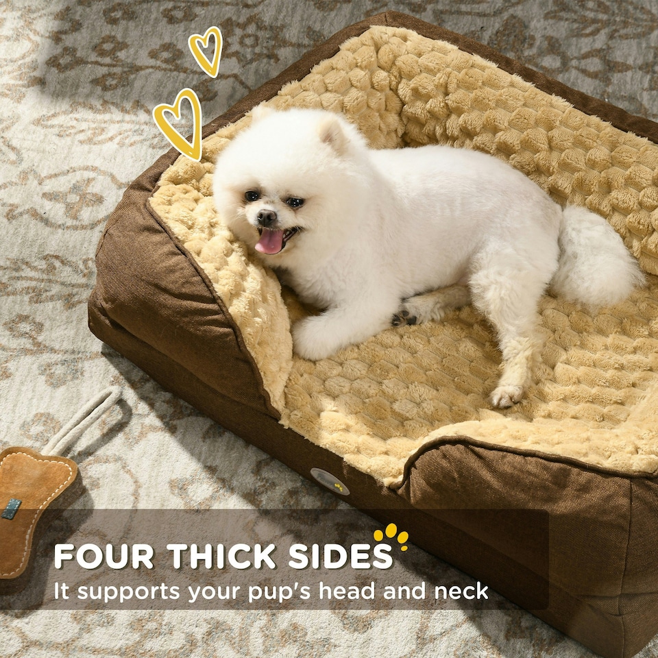 image 1 of PawHut Dog Bed Calming Pet Bed Dog Mattress for Small Dogs - Brown