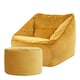 image 1 of icon Natalia Velvet Adults Bean Bag Armchair and Pouffe, Ready Filled Large Beanbag and Footstool Ochre Yellow Yellow | Yellow