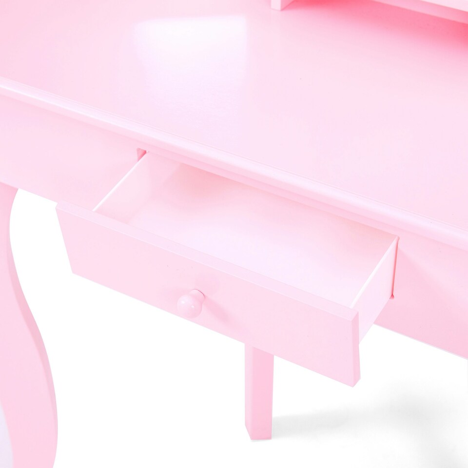 image 1 of Teamson  Kids Lady Alessandra Corner Vanity and Stool Set, Pink