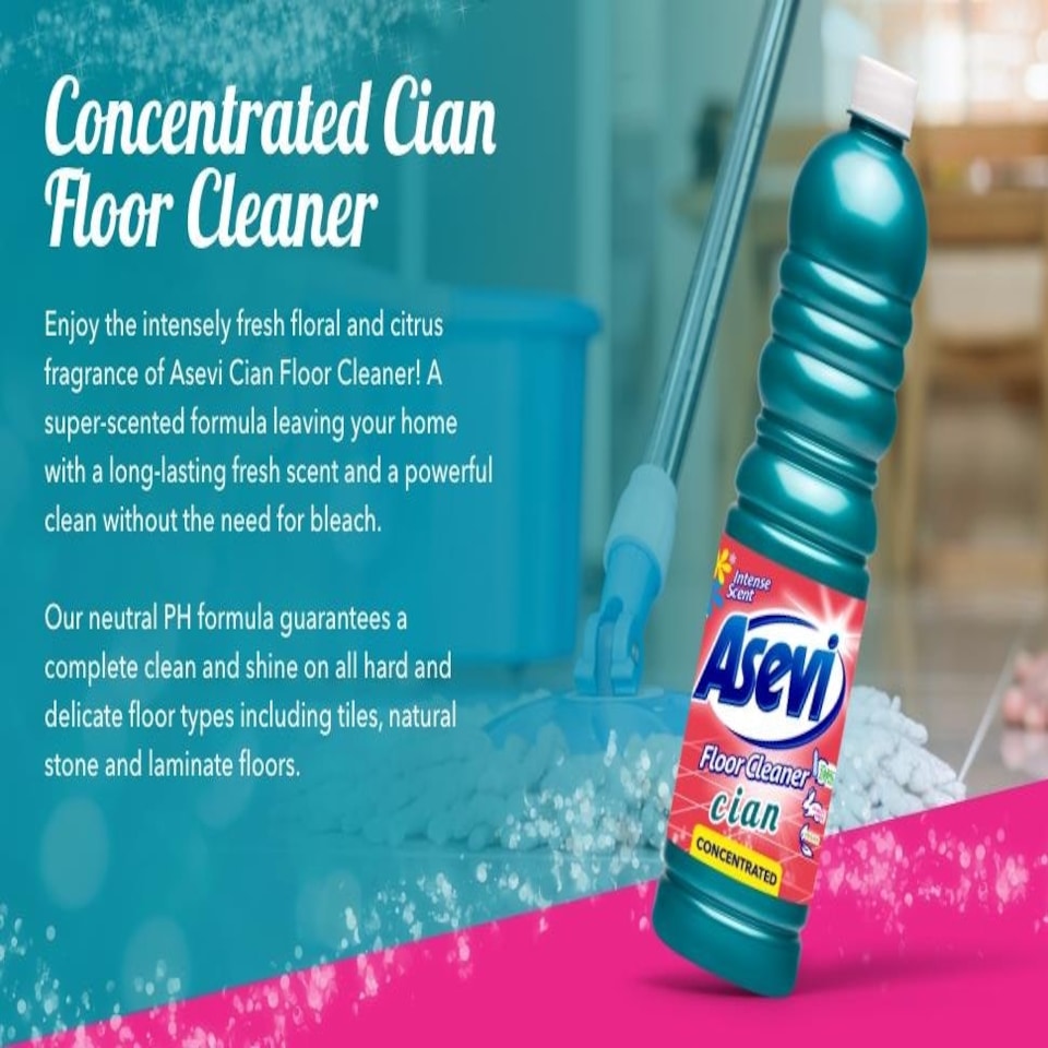 image 1 of Asevi Concentrated Hard Floor Cleaner Liquid Dirt Remover Cian 1L