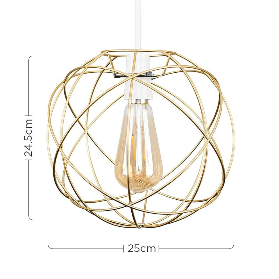 image 1 of ValueLights Rutherford Gold Ceiling Pendant Light Shade & Bulb