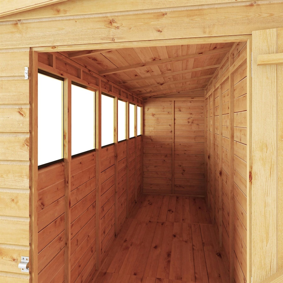 image 1 of 12 x 4 Modular Garden Shed Wooden Shiplap Pent Tongue and Groove Storage Brown