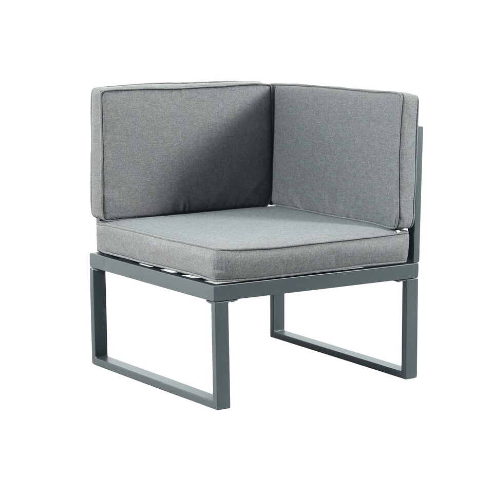 image 1 of Chester Grey Modern Metal Garden Furniture 5 Seat Corner Sofa and Coffee Table Patio Set