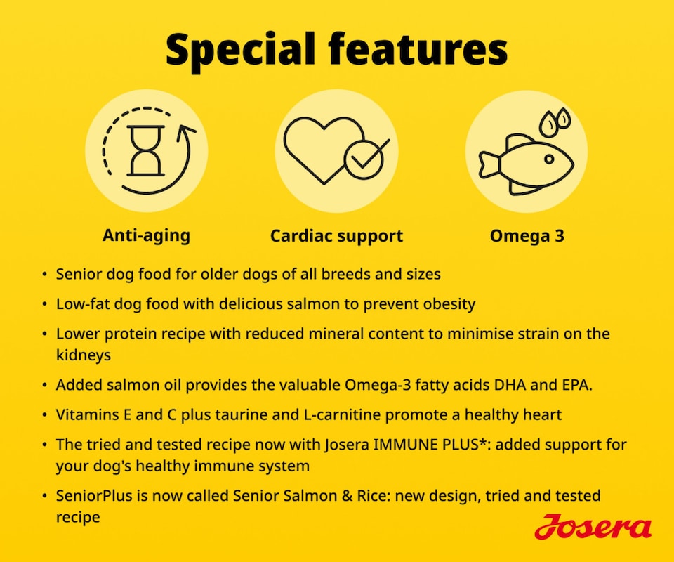 image 1 of Josera Senior Salmon & Rice complete dog food | All sizes | Lower protein & fat | Gluten-free | Immune support | Cardiac support | Salmon Oil Omega 3 | 12.5kg