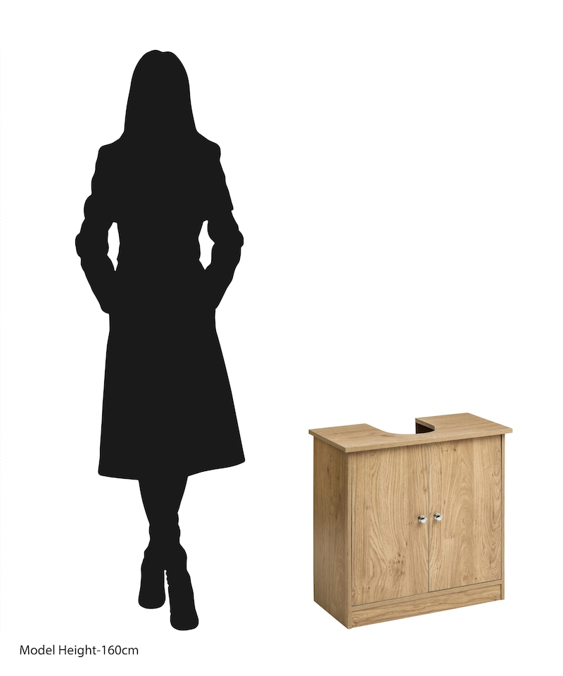 image 1 of Portland Oak Veneer Under Sink Cabinet | Cream