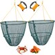 image 1 of 2 x CRAB FISH CRAYFISH LOBSTER DROP NET BAIT CLIP & ROPE SAFE CRABBING BASKET
