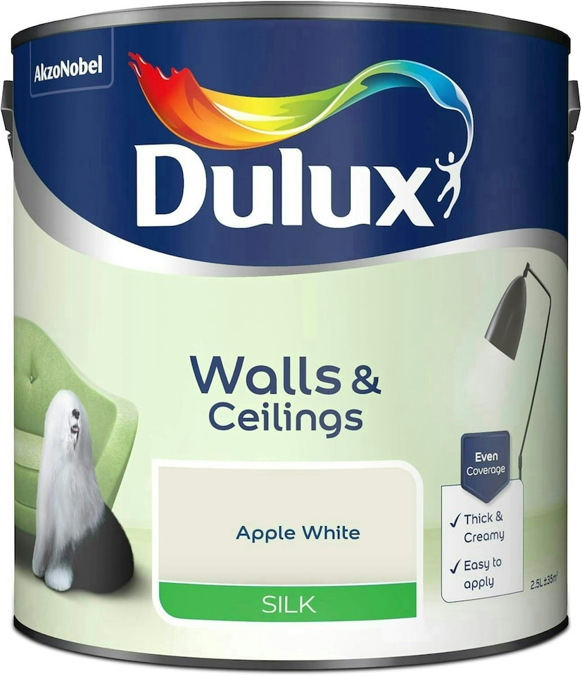 image 1 of Dulux Silk Apple White 2.5L Paint