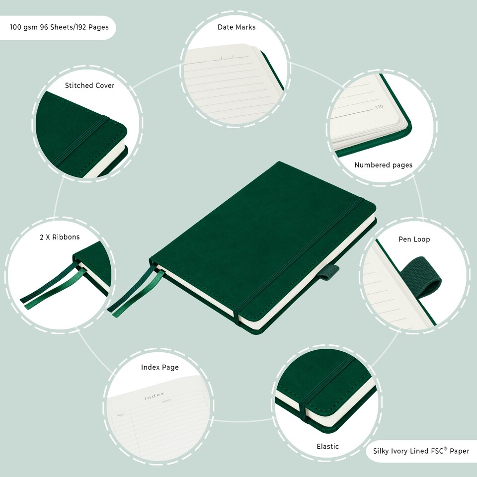 image 1 of Notes London A5 Italian Styled Moretti Notebook Green
